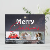 Prettig kerstfeest moderne sterrenhemel in de wint feestdagenkaart (Staand voorkant)