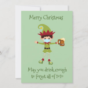 Prettig kerstfeest, moge je voldoende elf drinken  feestdagenkaart