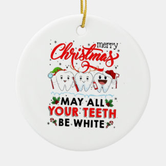 Prettig kerstfeest, mogen al je tanden wit zijn keramisch ornament
