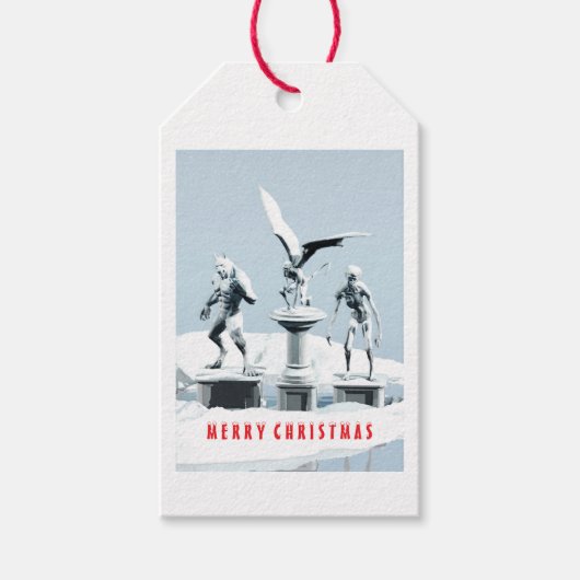 Prettig kerstfeest. Monster ijsculpturen Cadeaulabel (Voorkant)