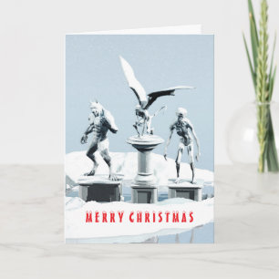 Prettig kerstfeest. Monster ijsculpturen Kaart