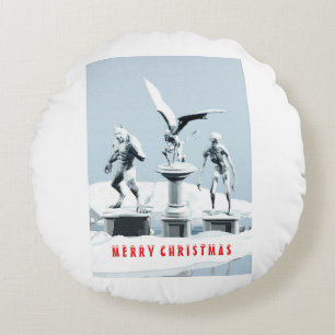 Prettig kerstfeest. Monster ijsculpturen Rond Kussen