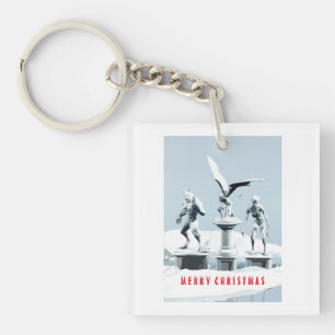 Prettig kerstfeest. Monster ijsculpturen Sleutelhanger