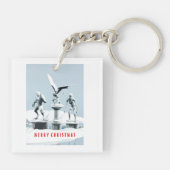 Prettig kerstfeest. Monster ijsculpturen Sleutelhanger (Achterkant)