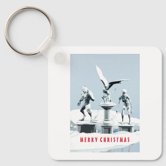 Prettig kerstfeest. Monster ijsculpturen Sleutelhanger (Voorkant)