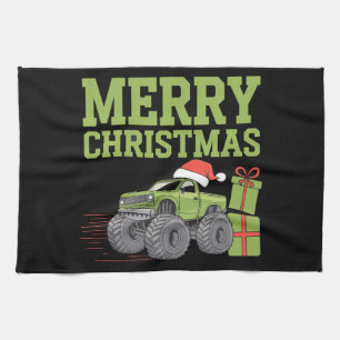 Prettig kerstfeest Monster Truck Peuter Jongens Ke Theedoek