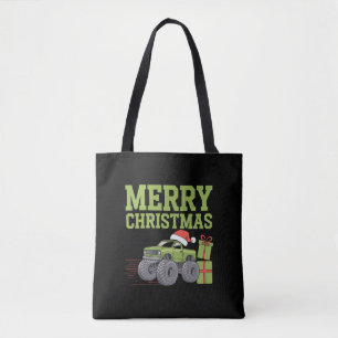 Prettig kerstfeest Monster Truck Peuter Jongens Ke Tote Bag