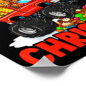 Prettig kerstfeest monstertruck grappige gemberkoe poster (Hoek)