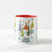 Prettig kerstfeest! Mooie kerstbomen met sterren Mok (Midden)
