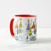 Prettig kerstfeest! Mooie kerstbomen met sterren Mok (Voorkant links)