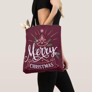 Prettig kerstfeest Mooie kerstboom Kerstvakantie Tote Bag