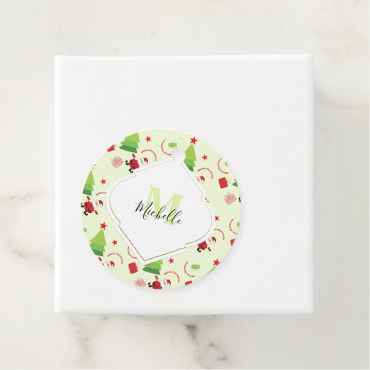 Prettig kerstfeest Mooie monogram Bedankjes Labels (In situ)