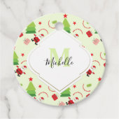 Prettig kerstfeest Mooie monogram Bedankjes Labels (Voorkant)