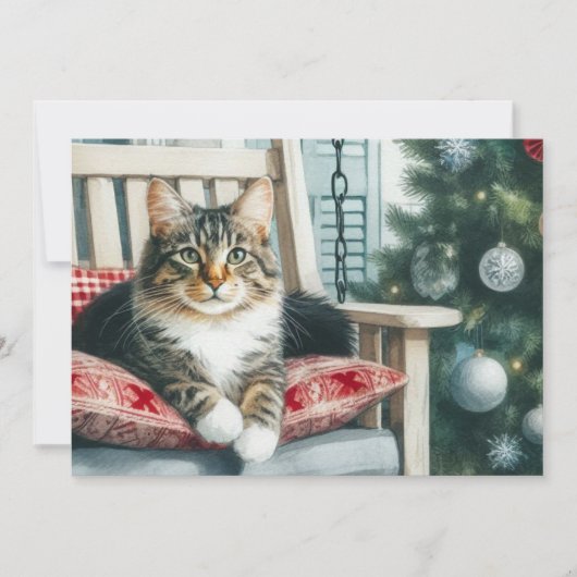 Prettig kerstfeest Moppige Kat Feestdagenkaart (Voorkant)