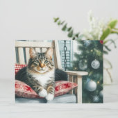 Prettig kerstfeest Moppige Kat Feestdagenkaart (Staand voorkant)