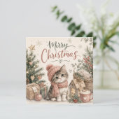 Prettig kerstfeest Mopshond Plat Kerstkaart (Staand voorkant)