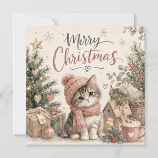 Prettig kerstfeest Mopshond Plat Kerstkaart