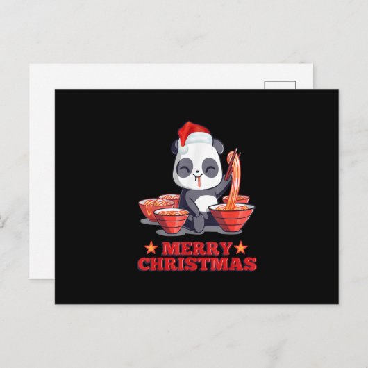 Prettig Kerstfeest Mopshond Ramen Japans Noedels Feestdagenkaart (Voorkant / Achterkant)