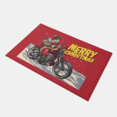 Prettig kerstfeest motorrijder Kerstman deurmat (Schuin)