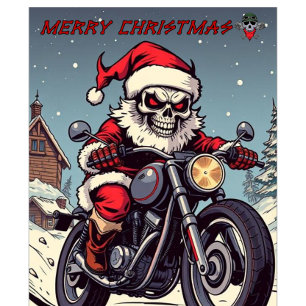 Prettig kerstfeest motorrijders skelet kerstman t-shirt