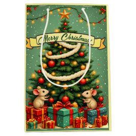 Prettig kerstfeest Muizen Victoriaanse kerstboom Medium Cadeauzakje