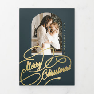 Prettig kerstfeest multi foto familie jaaroverzich drieluik wenskaart