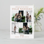 Prettig Kerstfeest Multi Foto Roze Goud Folie Feestdagenkaart (Staand Voorkant)