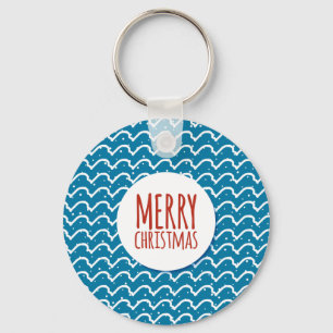 Prettig kerstfeest Naadloos patroon Blauwe textuur Sleutelhanger