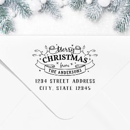 Prettig kerstfeest Naam familie Retouradres Zelfinktende Stempel