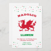 Prettig Kerstfeest Nadolig Llawen Rode Welshe Draa Feestdagenkaart (Voorkant / Achterkant)