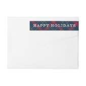 Prettig Kerstfeest Navy Red Tartan Plaid (Achterkant)