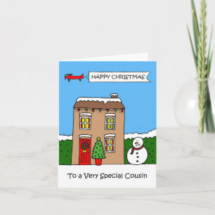 Prettig kerstfeest Neef Festief huis Kaart