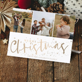 Prettig Kerstfeest Nep Goud 3 Foto Kerstmis Briefkaart