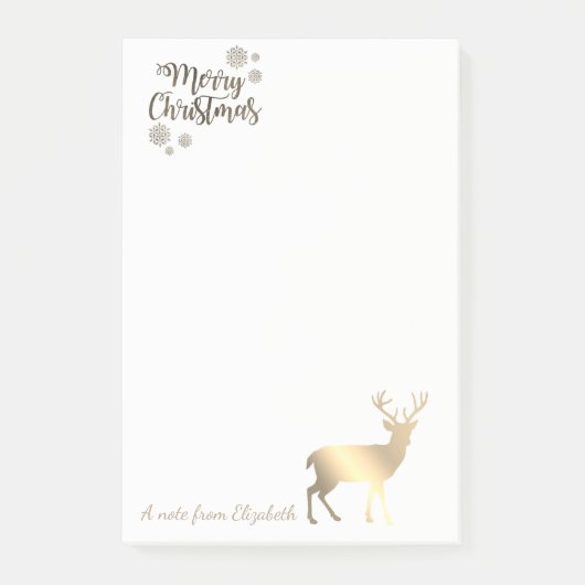 Prettig Kerstfeest,Nep Gouden Rendier-Personalisat Post-it® Notes (Voorkant)