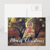 Prettig kerstfeest nepgouden sneeuwvlokken feestdagenkaart (Voorkant / Achterkant)