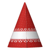 Prettig kerstfeest, Neppe witte kant, Rode stippen Feesthoedjes (Achterkant)