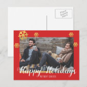 Prettig kerstfeest nepsneeuwvlokken van goud feestdagenkaart (Voorkant / Achterkant)