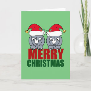 Prettig kerstfeest Neushoorn Schattig Feestdagen Kaart