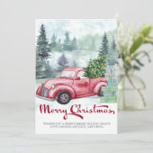 Prettig kerstfeest Nevelig bos en vintage rode vra (Staand voorkant)