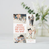 Prettig kerstfeest Nieuw jaar Rood 4 foto collage Feestdagenkaart (Staand voorkant)