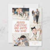 Prettig kerstfeest Nieuw jaar Rood 4 foto collage Feestdagenkaart (Voorkant)