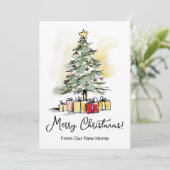 Prettig kerstfeest Nieuwe Thuis Moderne Kerstboom Aankondiging (Staand voorkant)
