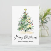Prettig kerstfeest Nieuwe Thuis Moderne Kerstboom Aankondiging (Staand voorkant)