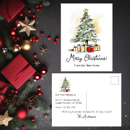 Prettig kerstfeest Nieuwe Thuis Moderne Kerstboom Aankondigingskaart