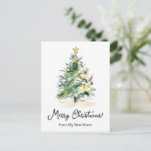 Prettig kerstfeest Nieuwe Thuis Moderne Kerstboom Aankondigingskaart (Staand voorkant)