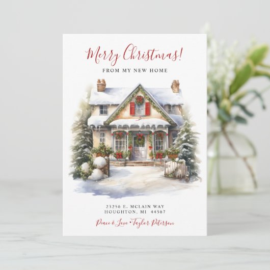 Prettig kerstfeest nieuwe woning aankondiging (Staand voorkant)