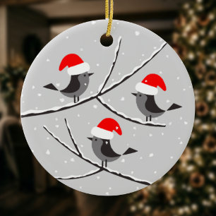Prettig kerstfeest Nieuwjaar Muts Cute Vogels Kers Keramisch Ornament