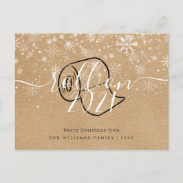 Prettig kerstfeest nieuwjaar Rustieke rol op plezi Uitnodiging Briefkaart