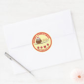 Prettig kerstfeest & Nieuwjaar Winter Lieve Uil Na Ronde Sticker (Envelop)