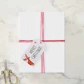 Prettig Kerstfeest | Noordse bos rood rendier Cadeaulabel (Met Touw)